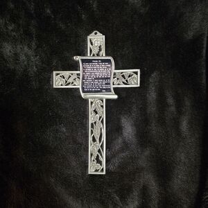 Pewter 23rd Psalm Prayer Wall Cross 9 Inch
